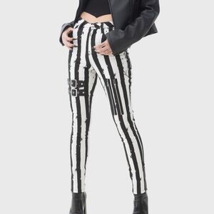 Distressed Striped Skinny Trousers from Killstar x Beetlejuice